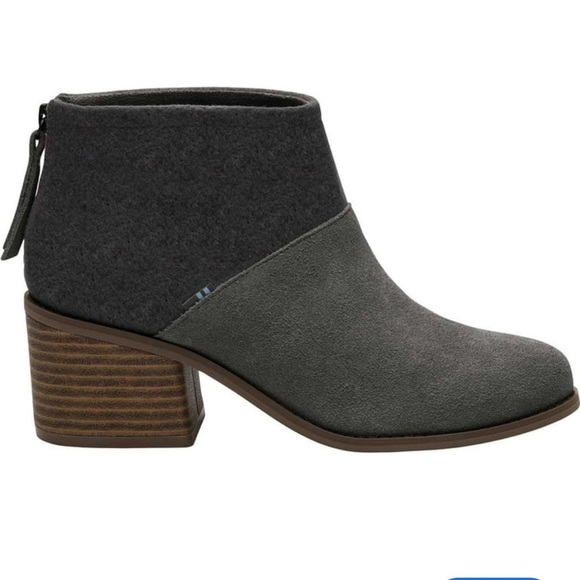 TOMS Womens Lacy Ankle Boot - Forged Iron Suede Booties Size 7 - Picture 3 of 9